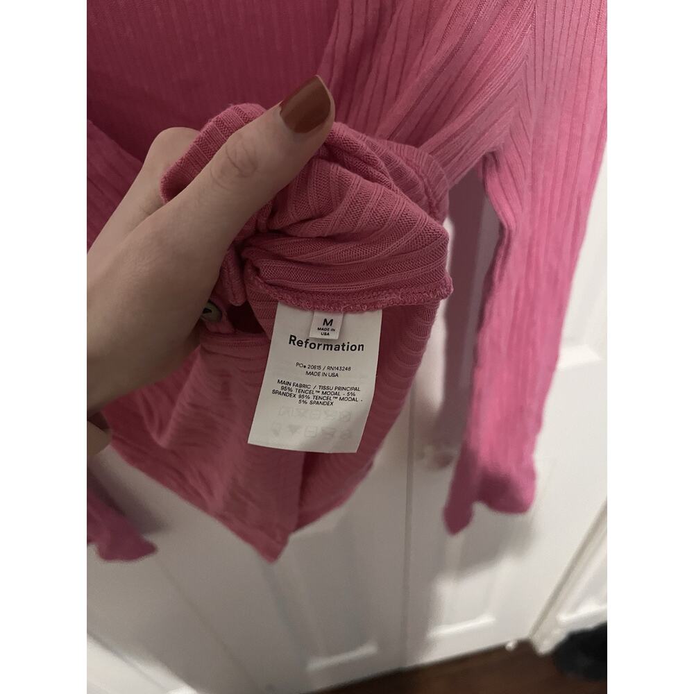Reformation Gellar Knit Long Sleeve Cardigan Pink Medium - Picture 5 of 5